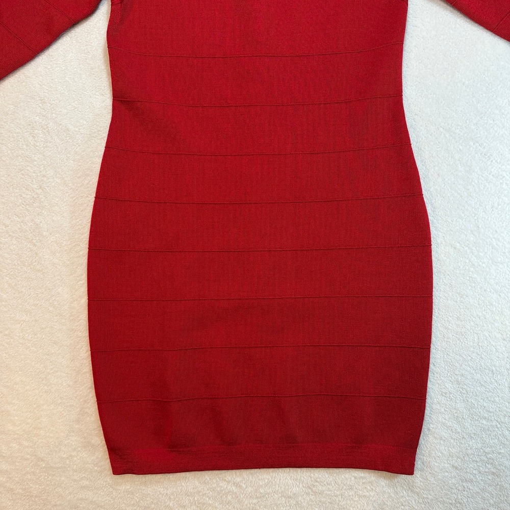 Kardashian Kollection Red Bandage Bodycon Dress 3/4 Sleeve XL Spring 2013 - Picture 4 of 9